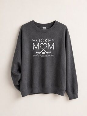 Kismet Hockey Mom "Don't Puck With Me" Gray Graphic Sweatshirt - Medium